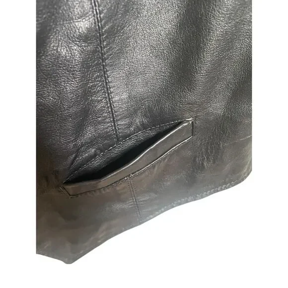 Wilsons The Leather Experts Sleeveless Vest Full Zip L Black Moto - Picture 4 of 11